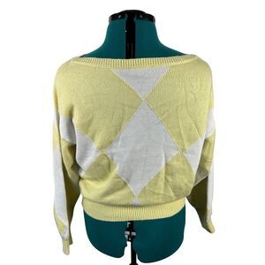 Ann Taylor yellow and cream diamond sweater -Size M